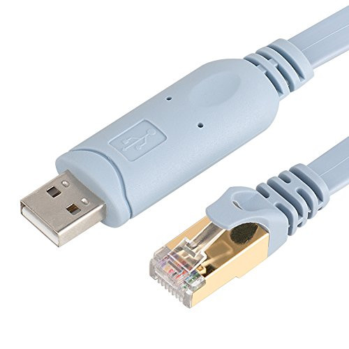 VANDESAIL 8ft USB to RJ45 FTDI Chip RS232 Console Cable for Routers AP Router Switch Windows 7 8  24m 8ft Blue