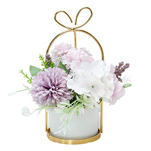 Veryhome Artificial Flowers Hydrangea with Ceramic Vase Silk Chrysanthemum Mini Potted Fake Flowers Hanging Potted Plants for Wedding Home Office Decoration Pack of One Purple Veryhome Artificial Flowers Hydrangea with Ceramic Vase Silk Chrysanthemum Mini Potted Fake Flowers Hanging Potted Plants for Wedding Home Office Decoration Pack of One Purple