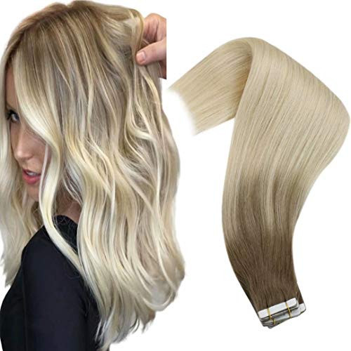 VeSunny Tape in Hair Extensions Ombre Blonde 100 Remy Human Hair Extensions Balayage Tape in Extensions 14inch Light Brown Ombre Platinum Blonde Tape in 20pcs 50g VeSunny Tape in Hair Extensions Ombre Blonde 100 Remy Human Hair Extensions Balayage Tape in Extensions 14inch Light Brown Ombre Platinum Blonde Tape in 20pcs 50g