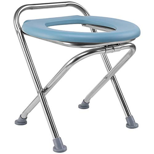 VETIN Folding Commode Chair Portable Toilet Seat175  High Stainless Steel Bedside Commode Chair Perfect for Camping Hiking Trips
