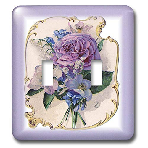 3dRose lsp 38923 2 Double Toggle Switch with Victorian Violet Flowers on Pretty Background