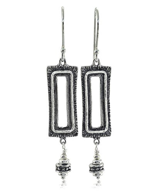 Stera Jewelry Unique Retro Design 925 Sterling Silver Ornate Rectangle Dangle Earrings Stera Jewelry Unique Retro Design 925 Sterling Silver Ornate Rectangle Dangle Earrings