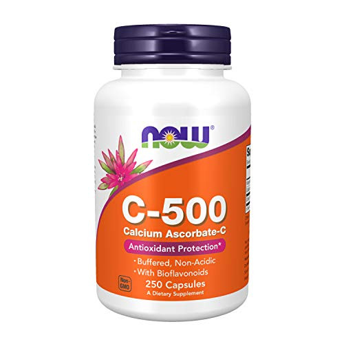 NOW Supplements Vitamin C 500 Calcium Ascorbate Antioxidant Protection* 250 Capsules
