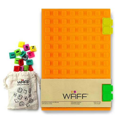 WAFF Soft Silicone Cube Tiles And Notebook   Journal Combo Large 825  x 55    Orange