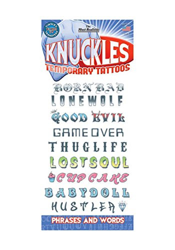 Tinsley Transfers Knuckle Phrases Temporary Tattoos Standard