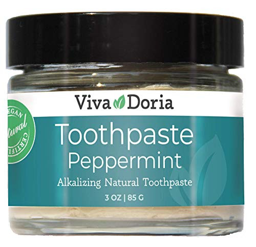Viva Doria Fluoride Free Natural Toothpaste   Peppermint  3 oz glass jar