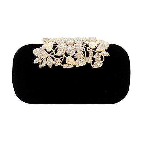 Lanpet Women Luxury Flower Velvet Clutch Purse Rhinestone Crystal Evening Bag for Wedding Party