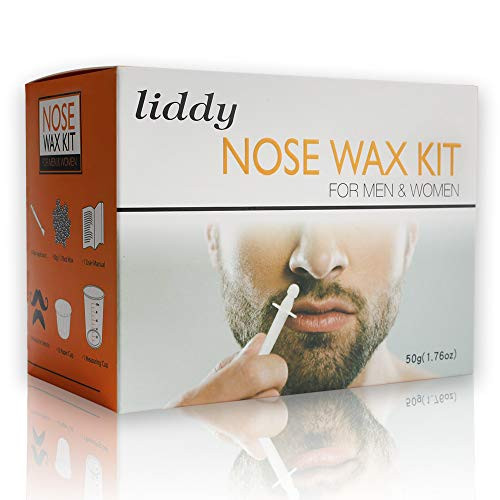 Nose Wax Nose Hair Wax Kit for Men and Women Nose Hair Removal Wax 50g Wax 20 Wax Applicators 10 Nose Wax Pod 1 Measuring Cup 8 Moustache Stencils