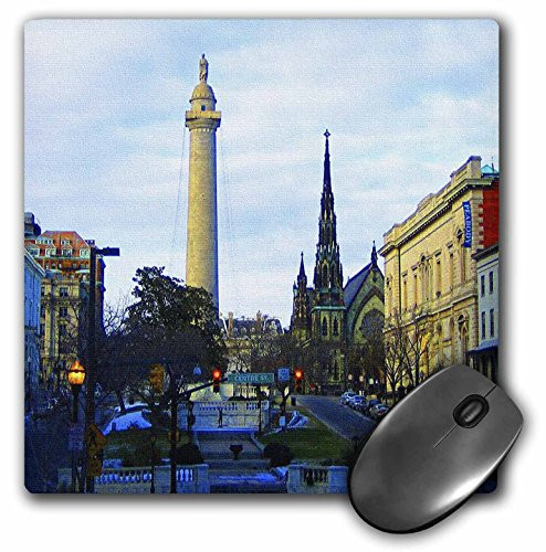 3dRose LLC 8 x 8 x 025 Inches Washington Monument and Mount Vernon Place United Methodist Church Baltimore Mouse Pad  mp 55461 1