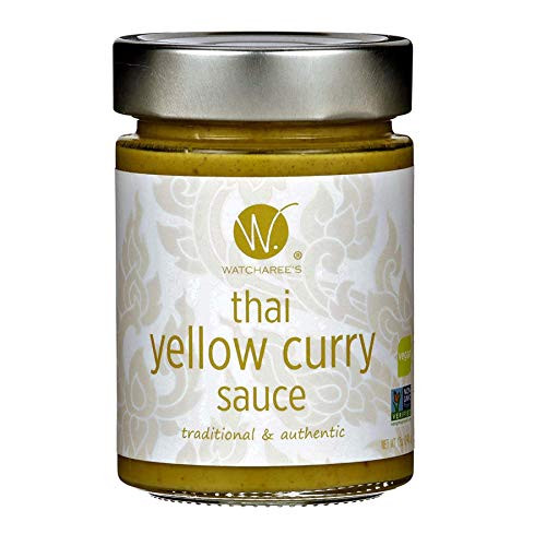 WATCHAREE S Thai Yellow Curry Sauce   Vegan   Authentic Traditional Thai Recipe   12oz Jar  1 pk