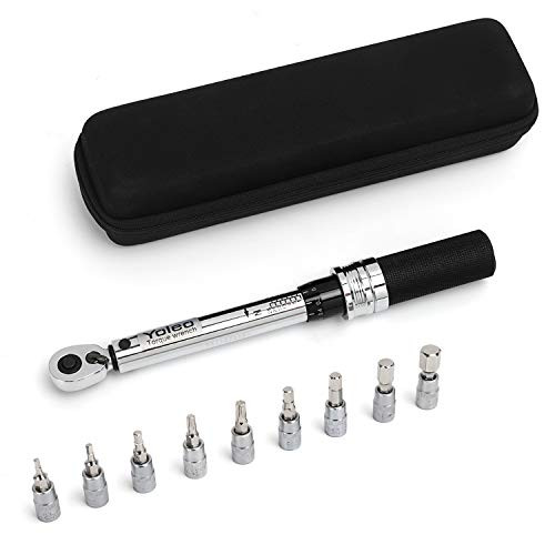 Bike Torque Wrench 1 4 Inch Yoleo Drive Click Torque Wrench Set  1 25 Nm  9 221 in lb  More Accurate and Portable Pro Bicycle tool Maintenance Kit for Road   Mountain Bikes Motorcycle Multitool