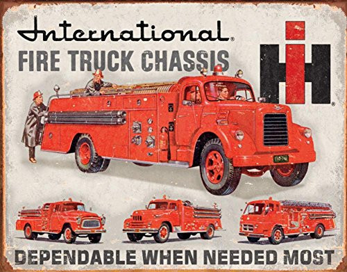 Poster Discount International Fire Truck Chassis Tin Sign 12.5" X 16", 16x12