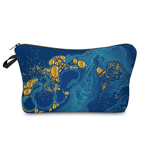Marble Makeup Bag Funny Travel Small Cosmetic Bags Organizer for Women Multifunction Handbag Toiletry Storage Pouch Waterproof PurseBlue