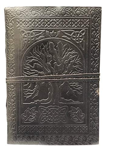 Leather Journal Diary Embossed Large Tree Notebook for Writing Leather Diary Handmade Leather Journal  107 Black