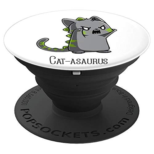Catasaurus Kitten Kitty Dinosaur T Rex Dino Funny Cat Lovers PopSockets Grip and Stand for Phones and Tablets