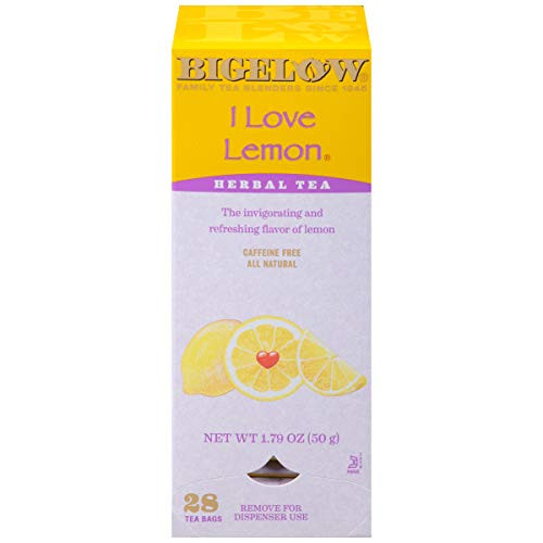 Bigelow I Love Lemon Herbal Tea Bags 28 Count Box  Pack of 1  Lemon flavored Herbal Tea Bags with Vitamin C All Natural