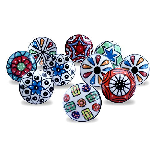 Cosynee 10 Pieces Dotted Ceramic Cabinet Pulls Colorful Drawer Knobs and Fancy Drawer Pulls   Perfect Ceramic Cabinet Knobs   Ceramic Drawer Pulls  Assorted Knobs