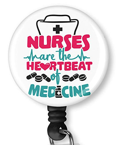 Nurses are The Heart Beat of Medcine Retractable Badge Reel with Alligator Clip?Name Nurse ID Card Badge Holder Reel Decorative Custom Badge Holder