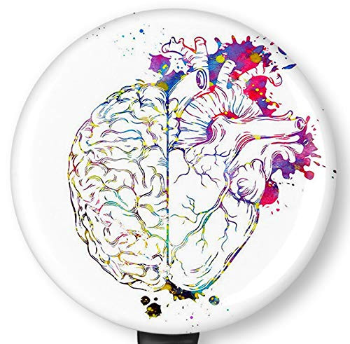 Heart and Brain Retractable Badge Reel with Alligator Clip?Name Nurse ID Card Badge Holder Reel Decorative Custom Badge Holder