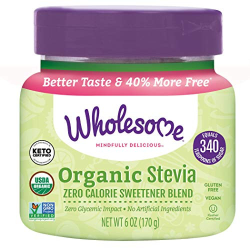 Wholesome Organic Stevia Zero Calorie Sweetener Blend Non GMO   Gluten Free 6 oz jar  Pack of 1