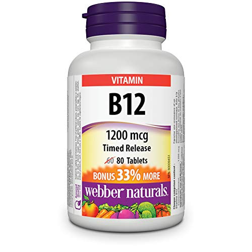 WEBBER NATURALS Vitamin B12 Timed Release 1200mg 80 Tablets
