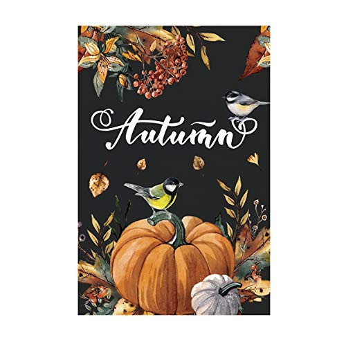 Morigins Autumn Pumpkin Decorative Harvest Fall Birds Flag Double Sided Outdoor House Flag 28x40 Inch