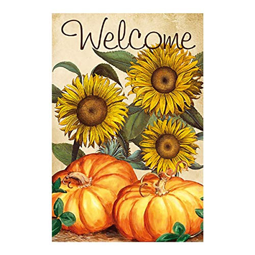 Morigins Welcome Sunflower Pumpkin Decorative Fall Flowers House Flag Double Side 28 x40