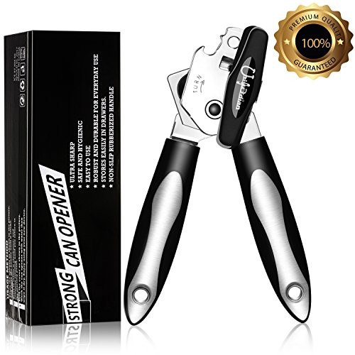 Can Opener, Stainless Steel Can Opener Manual Heavy Duty Tin Opener with Lids off Dishwasher Safe Can Opener Smooth Edge with Comfortable Ergonomic Non-Slip Handles Easy to Operate for Seniors