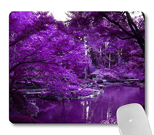 Wknoon Purple World and Zen Pond Nature Landscape Mouse Pad Trees Water Scene Mouse Pads Office Life Decor