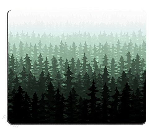 Pingpi Nature Forest Landscape Mouse Pad for Office Watercolor Pine Trees Personalized Design Non Slip Rubber Mouse pad