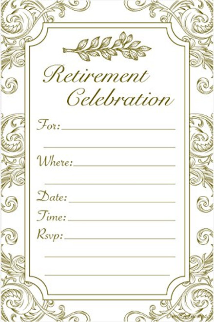 Retirement Party Invitations   Fill In Style  20 Count  With Envelopes