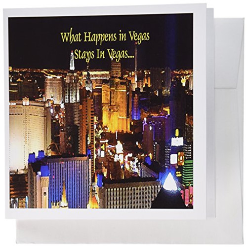 3dRose What Happens in Vegas Stays In Vegas - Greeting Cards, 6 x 6 inches, set of 6 (gc_4398_1)