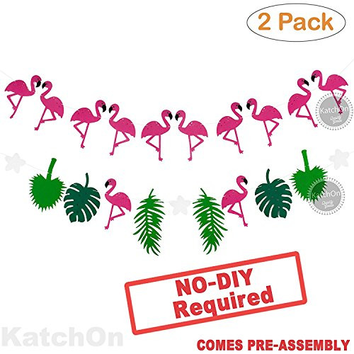 FLAMINGO PINEAPPLE LEAVES BANNER GARLAND - No DIY Required. 2 Pack | Felt Banner |Flamingo Pineapple Party Decorations | Monstera Palm Leaves | Luau Tropical Jungle Beach Safari Party Supplies Theme FLAMINGO PINEAPPLE LEAVES BANNER GARLAND - No DIY Required. 2 Pack | Felt Banner |Flamingo Pineapple Party Decorations | Monstera Palm Leaves | Luau Tropical Jungle Beach Safari Party Supplies Theme