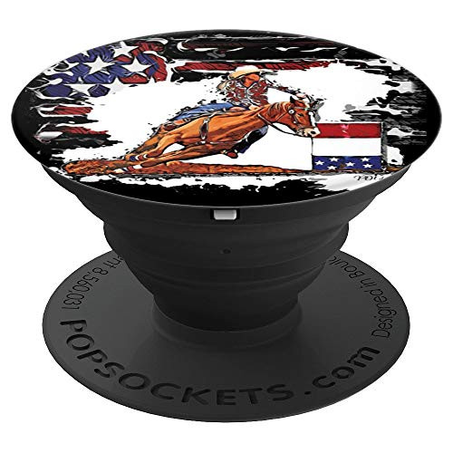 American Rodeo Barrel Racing Cowgirl USA Flag Souvenir Gift PopSockets Grip and Stand for Phones and Tablets