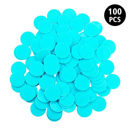 WESTRONG 100 Pieces Counters Counting Chips 1 Inch Opaque Plastic Learning Round Counters Bingo Chip Disks Markers Mini Poker Chips for Math Practice and Bingo Chips Game Tokens Blue