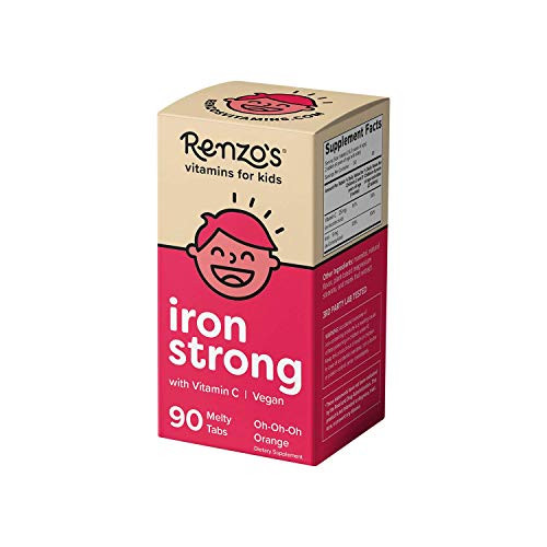 Renzo s Iron Strong Dissolvable Vegan Vitamins for Kids Zero Sugar Oh Oh Oh Orange Flavor 90 Melty Tabs