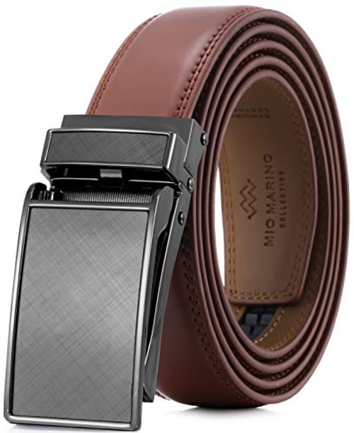 Marino Avenue Mens Genuine Leather Ratchet Dress Belt with Linxx Buckle   Gift Box  Charcoal Depiction   Tan Adjustable from 28  to 44  Waist