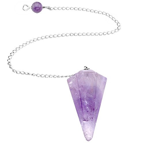 PESOENTH Natural Amethyst Gemstone Crystal Pendulum DowsingScryingHealingDivinationDowser