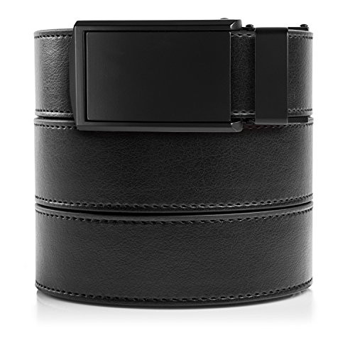 SlideBelts Men s Classic Belt   Custom Fit  Black Leather with Matte Black Buckle  Vegan  One Size