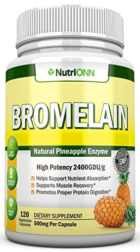 Bromelain   500mg   2400 GDU   120 Vegetable Capsules   Pure Pineapple Enzyme Extract   Supports Digestion Nutrient Absorption and Weight Loss   Great for Recovery Sinus Ease Joint and Heart Health