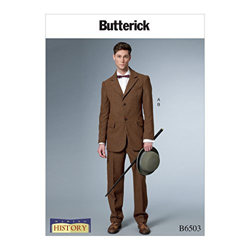 Butterick Patterns B6503MWW Men's Single-Breasted Back Vent and Cuffed Pants Lined Coat MWW (38-40-42-44)