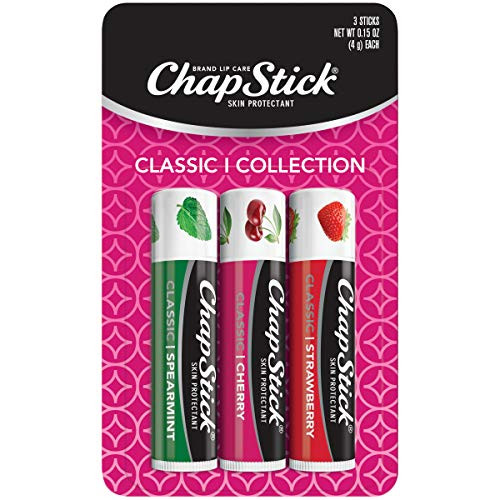 ChapStick Classic Variety 1 Carded Pack of 3 Sticks Cherry Spearmint and Strawberry Flavors Skin Protectant Flavored Lip Balm Tube 015 Ounce Each ChapStick Classic Variety 1 Carded Pack of 3 Sticks Cherry Spearmint and Strawberry Flavors Skin Protectant Flavored Lip Balm Tube 015 Ounce Each
