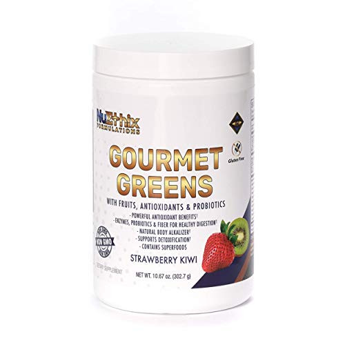 NuEthix Formulations Gourmet Greens Antioxidant Drink Powder with Fruit and Vegetable Superfoods Antioxidants and Probiotics Strawberry Kiwi 30 Servings NuEthix Formulations Gourmet Greens Antioxidant Drink Powder with Fruit and Vegetable Superfoods Antioxidants and Probiotics Strawberry Kiwi 30 Servings