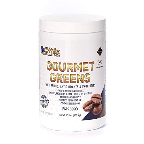 NuEthix Formulations Gourmet Greens Antioxidant Drink Powder with Fruit and Vegetable Superfoods Antioxidants and Probiotics Espresso 27 Servings NuEthix Formulations Gourmet Greens Antioxidant Drink Powder with Fruit and Vegetable Superfoods Antioxidants and Probiotics Espresso 27 Servings