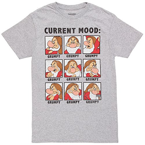 Snow White Current Mood  Grumpy Adult T Shirt   Heather Grey  Medium