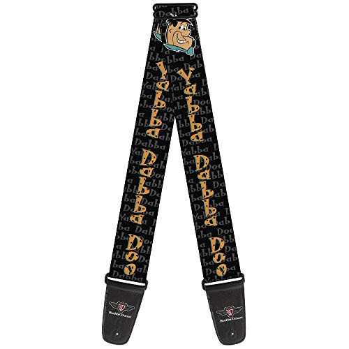 Guitar Strap Fred Face Pose Yabba Dabba Doo Black Gray Orange 2 Inches Wide Guitar Strap Fred Face Pose Yabba Dabba Doo Black Gray Orange 2 Inches Wide