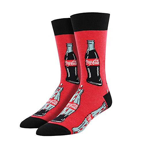 Socksmith Mens  Novelty Crew Socks Coca Cola Good to the Last Drop   Red