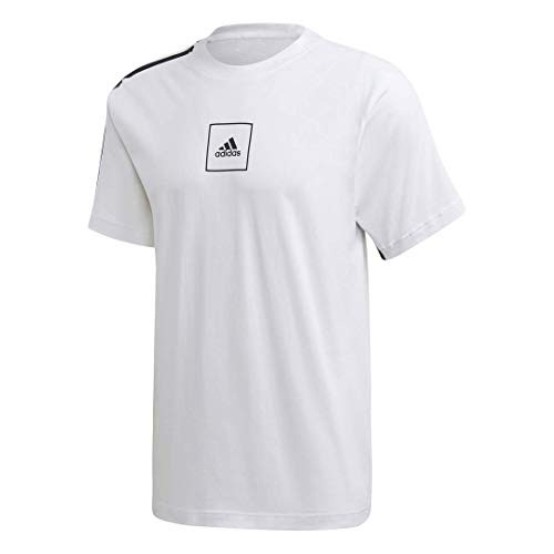 adidas Men s 3 Stripes Tape Tee White Large