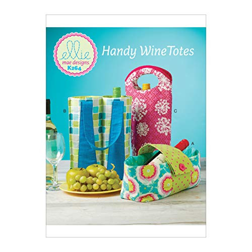 KWIK SEW PATTERNS Kwik Wine Bottle Tote Sewing Patterns by Ellie Mae Designs One Size Only