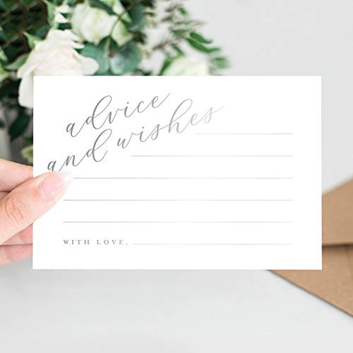 Bliss Collections Silver Advice and Wishes Cards Perfect for The Bride and Groom Mr and Mrs Baby Shower Bridal Shower Wedding Graduation or Special Event 50 Pack of 4x6 Cards